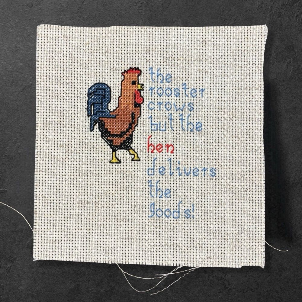 Handmade Cross Stitch Rooster Kitchen Sampler Finished Panel 6x6